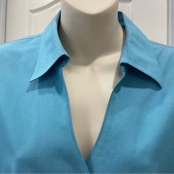 Coldwater Creek Blue Button-Down Shirt, Size M 100% Cotton Officewear Minimalist - Picture 2 of 16